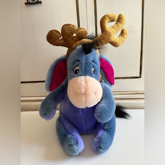 Disney 12" Eeyore Winnie the Pooh Reindeer Christmas Holiday Bells Plush jingle - Picture 1 of 7